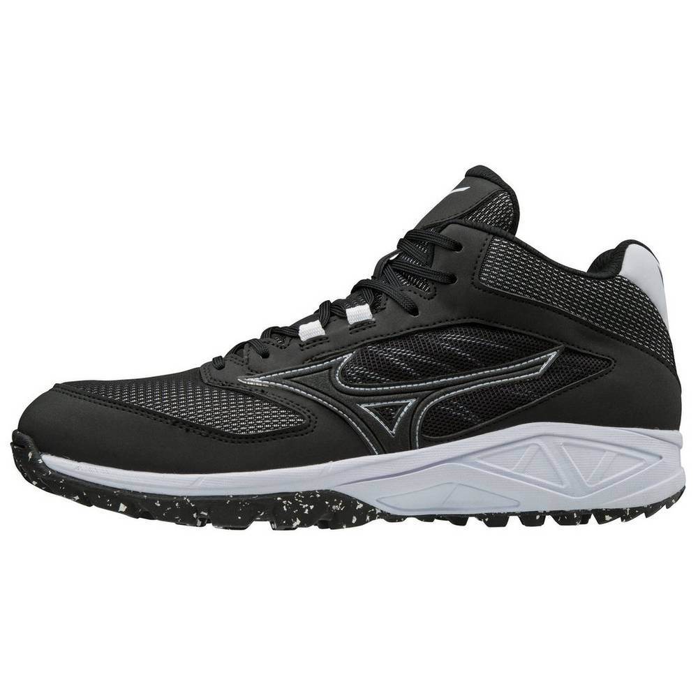 Mizuno Men's Dominant All Surface Mid Turf Baseball Shoes Black/White (320564-UYM)